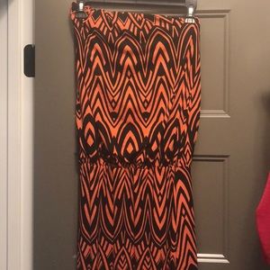 Black and coral maxi dress